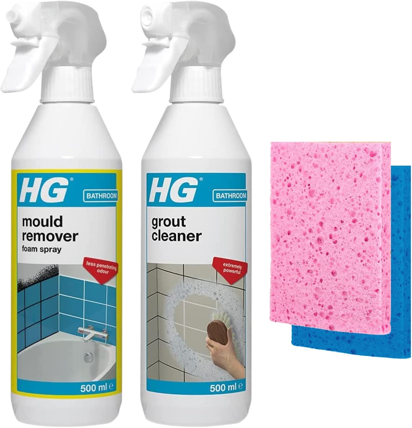 Mould Remover Tile Grout Cleaning Bundle with 1x HG Mould Remover Foam