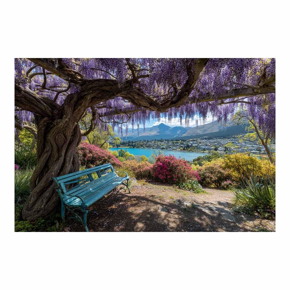 HOQIU Vintage wall art Wisteria Lake Views decorative painting, wall art, for Living Room Bathroom Bedroom Kitchen Decoration.(Multicolor)-80x120cm Unframed