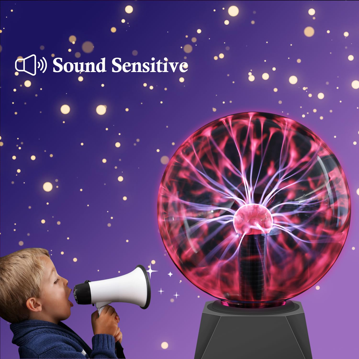 Comely Bola de Plasma 6 Pulgadas, Luz de Bola de Plasma Mágica, Lámpara de Esfera de Lones Sensible al Tacto para Habitaciones Infantiles