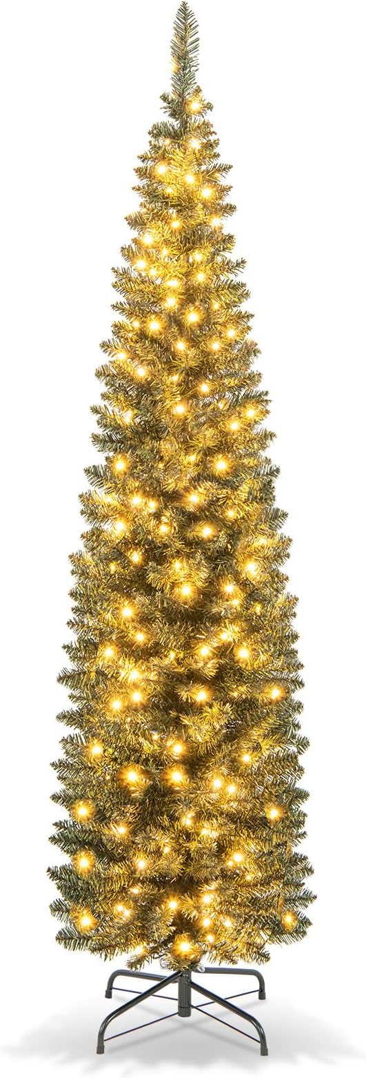 COSTWAY Albero Di Natale 150/180/210/240 Cm, Albero Di Natale Bianco