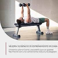Vista 2 de Finer Form - Banco plano plegable de calidad de gimnasio para entrenamiento con pesas multiusos y ejercicios abdominales, tabla de entrenamiento