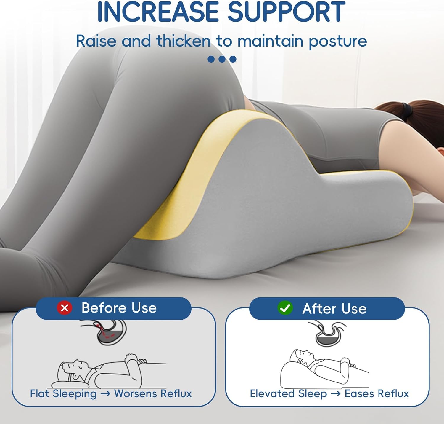 Latex Comfort Pillow for Adults | Supportive Cushion for Pregnancy, Relaxation & Couples | All-Purpose Sleeping & Lounging Pillow with Washable Cover-Yellow