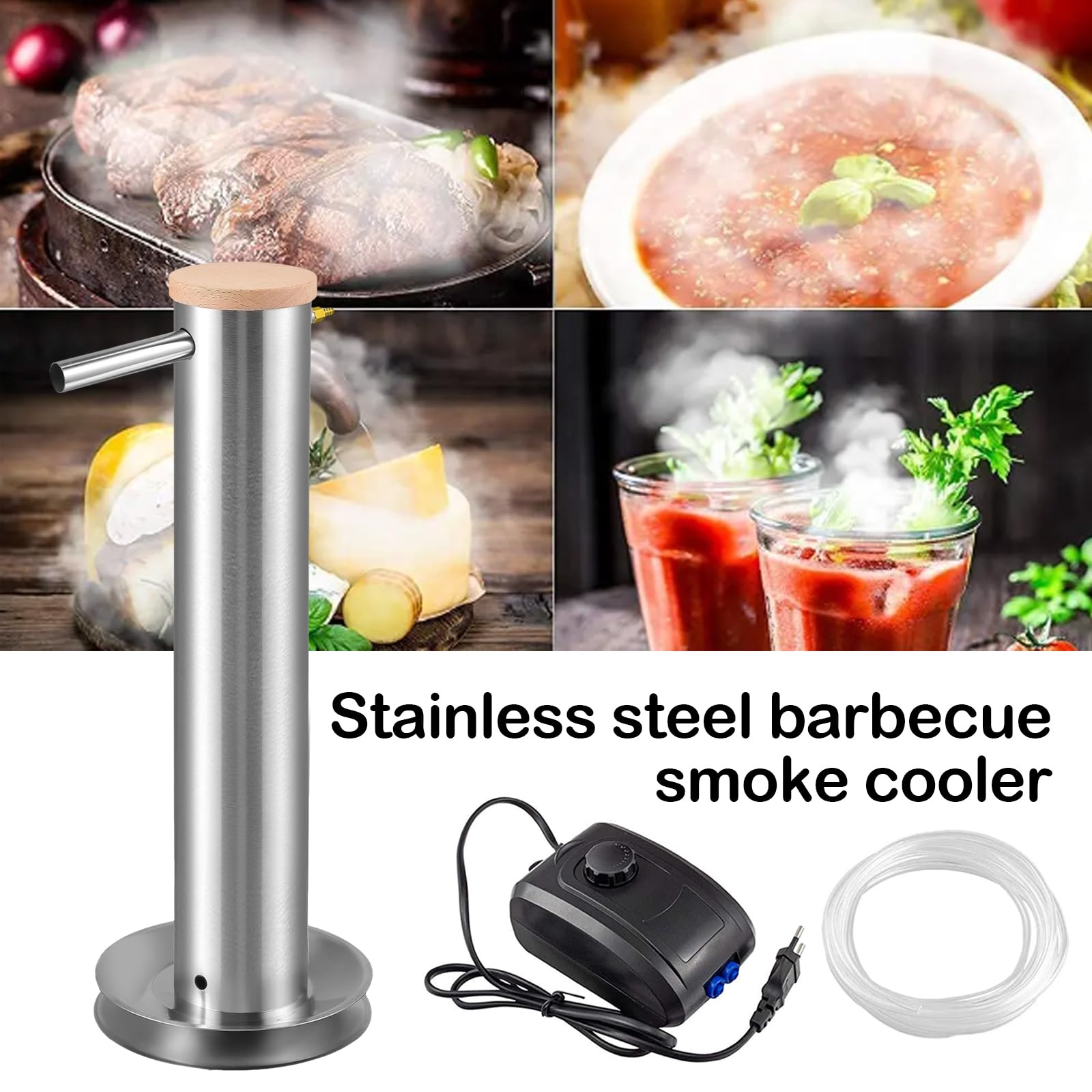 Kaltrauchgenerator Edelstahl 70cm, 4,3L Rauchgenerator Kaltrauchgenerator Rauchgenerator für Räucherofen mit Pumpe für BBQ Kalträuchern Fisch Fleisch Käse Wurst