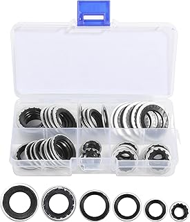 45PCS AC O Ring Kit,Car Accessories AC Seal Kit,6 Size Air Conditioning Compressor Port Seal Washer Kit,Used to Fixing Car Air Conditioning Compressor,Suitable for Cars Trucks SUVs