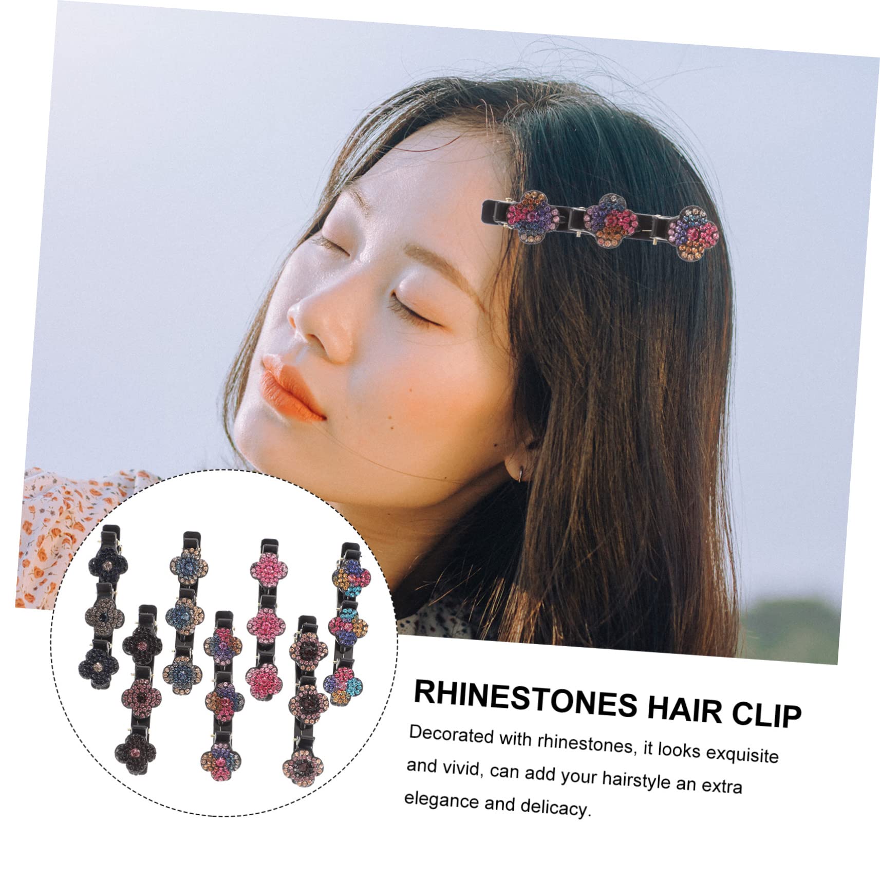 Abaodam 4er-set Haarspangen Für Frauen Geflochtene Strass-clips Haarspangen Für Mädchen Modisches Accessoire 7 Stück X 4
