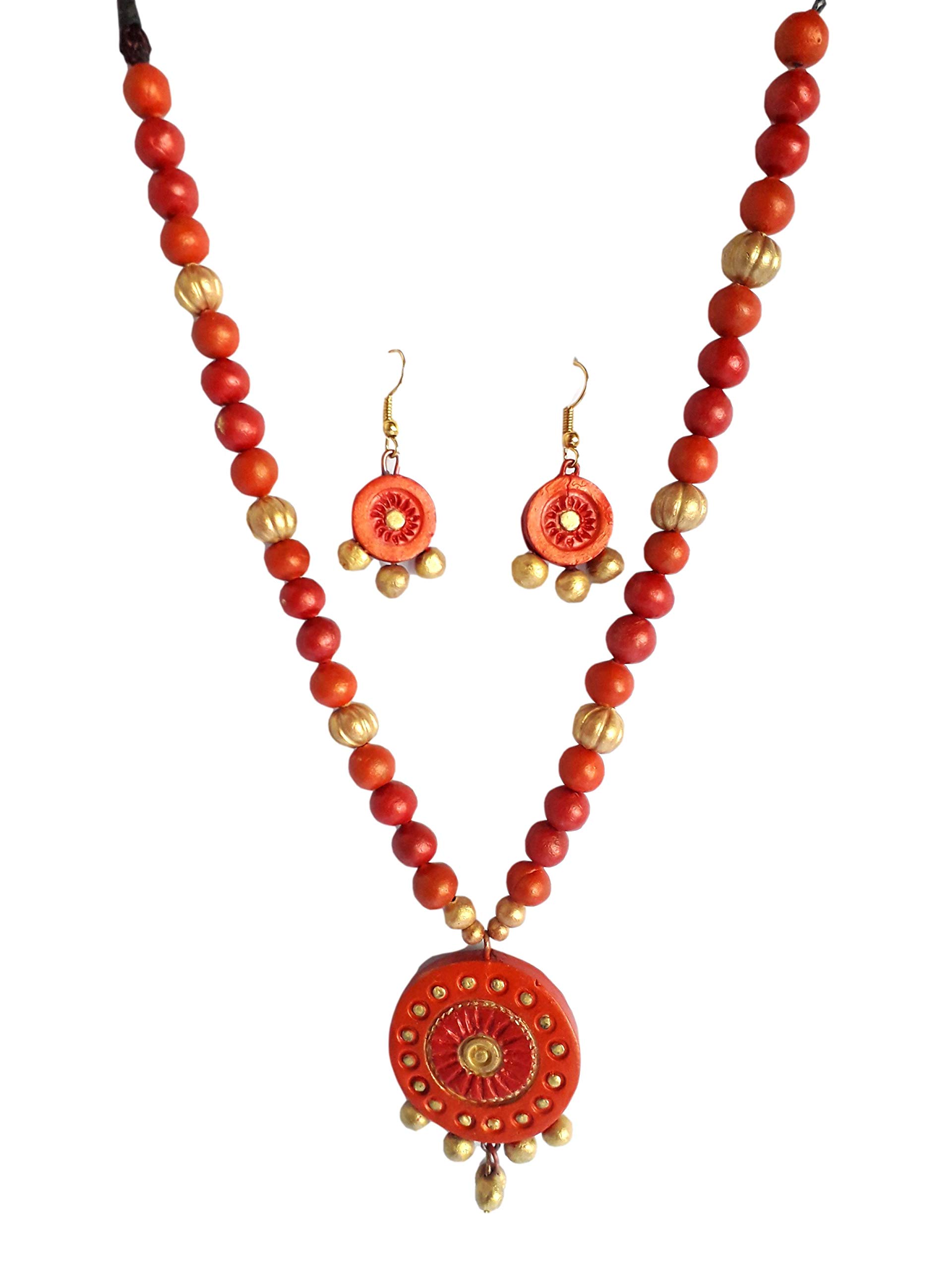Wardhini Terracotta Jewellery Set for Women Set in Orange
