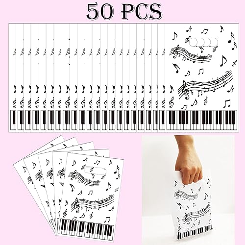 Miniatura 4 de CupaPlay 50 piezas de notas de piano, decoraciones para fiestas, bolsas de plástico, notas de piano, suministros de fiesta temática, decoración de