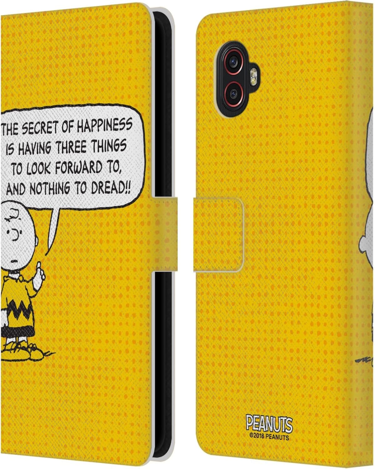Head Case Designs Officially Licensed Peanuts Happiness Charlie Brown Leather Wallet Case Compatible with Samsung Galaxy Xcover6 Pro/Pro2