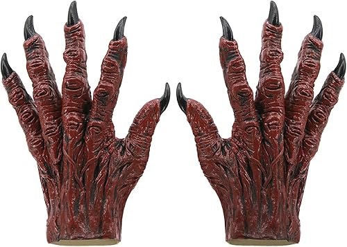 Juego de guantes de máscara de monstruo aterrador para disfraz de Halloween, sombrero y guantes de pata de