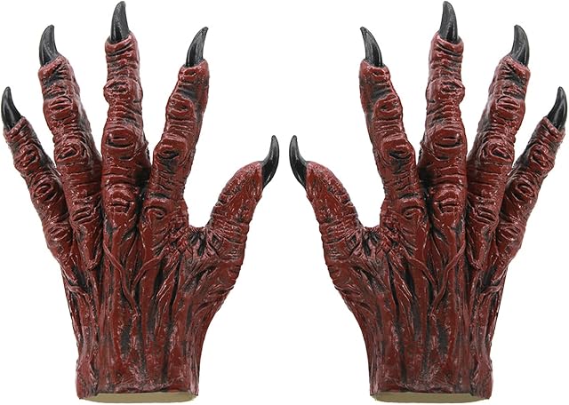 Halloween Latex Horrible Devil Demon Mask Gloves Scary Cosplay Full Head Mask