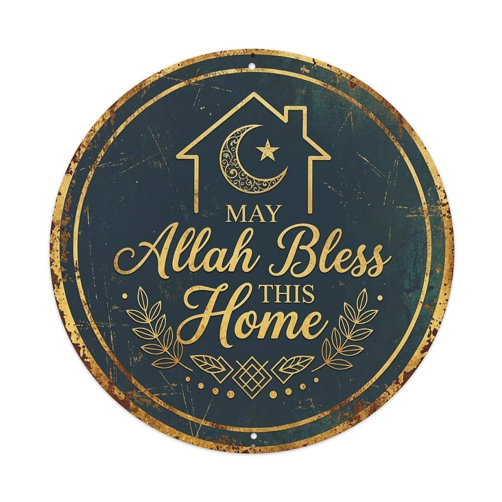 May Allah Bless This Home Tin Sign Metal Poster Vintage Metal Signs for Home Man Cave Bar Cafe Kitchen laundry room Wall Decorations 8x8 inches