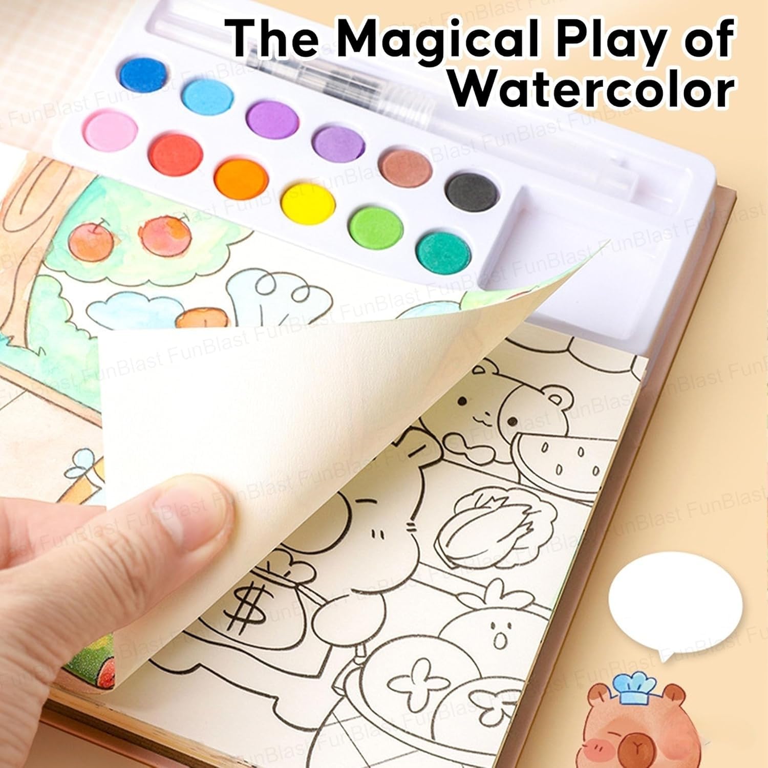 MASTANO Watercolor Painting and Doodle Set for Kids - DIY Graffiti Coloring Note-Book Magic Books with Pigments and Paper, Suitable for Kindergarten and Kids Art Projects with Color (Panda) 2