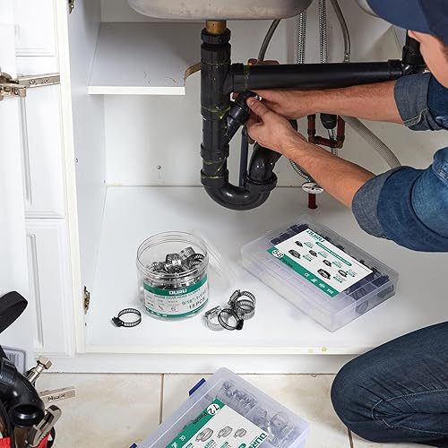 Miniatura 16 de Juego de 24 abrazaderas de manguera de acero inoxidable ajustables de 1/2"– 3/4" (13-19mm) con engranaje sinfín, abrazaderas de manguera de metal