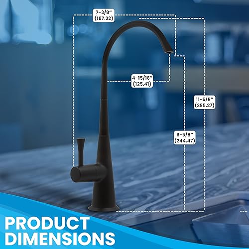 Miniatura 9 de Metpure Airgap - Grifo RO de latón de 3 puertos para sistemas de agua potable de ósmosis inversa. Cuenta con tubos de drenaje preinstalados, diseño