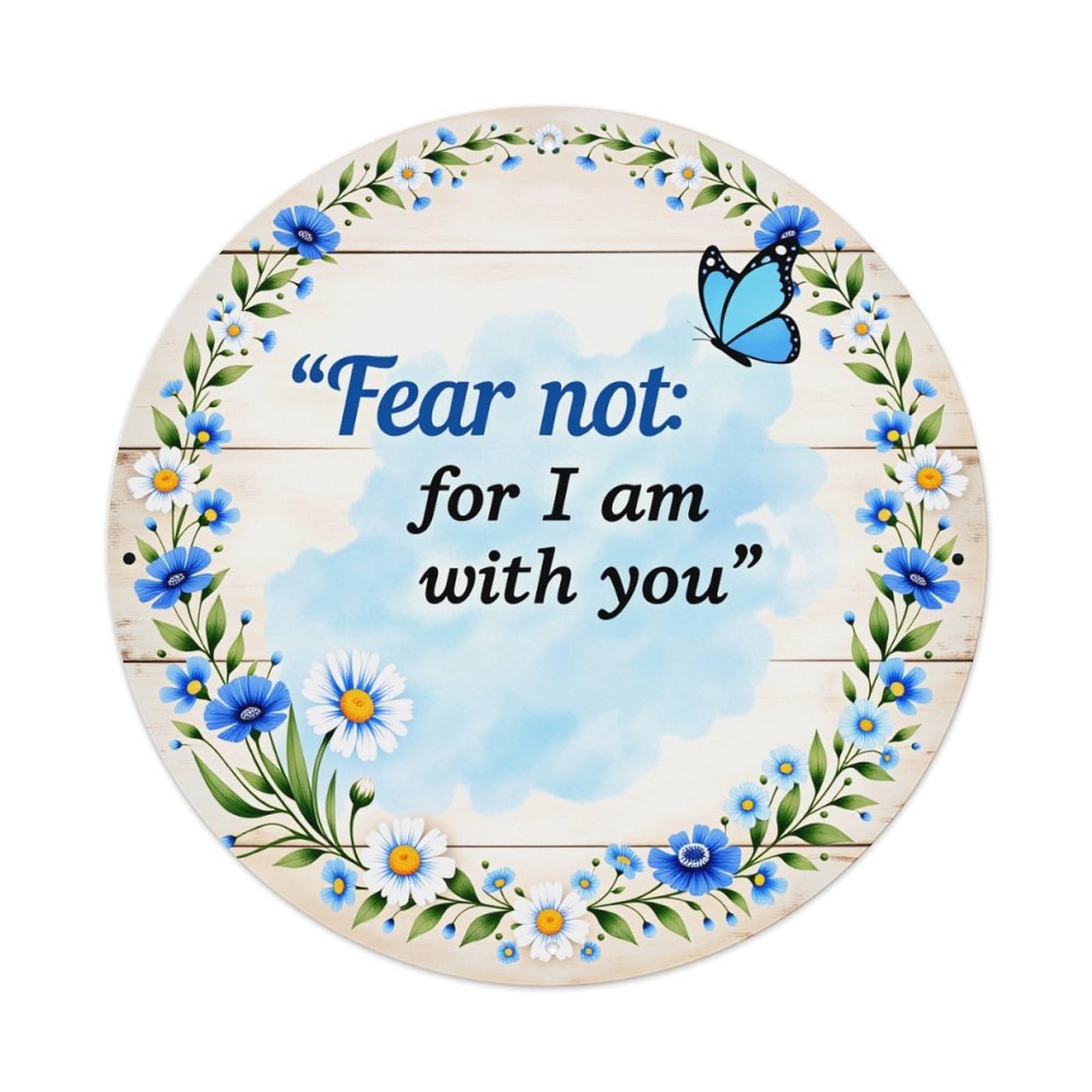 Floral Wreath With Butterfly And Quote Round Tin Sign Vintage Style Metal Sign Home Bar Garden Wall Plaque Decor Metal Poster 8x8 Inch