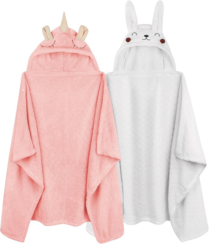 Toallas de baño con capucha para bebé, toallas de baño para niña de 0 a 5 años, paquete de 2 toallas de baño ultra suaves y absorbentes para niña, toalla de baño grande de 50 x 32 pulgadas, toalla con capucha para bebé niña