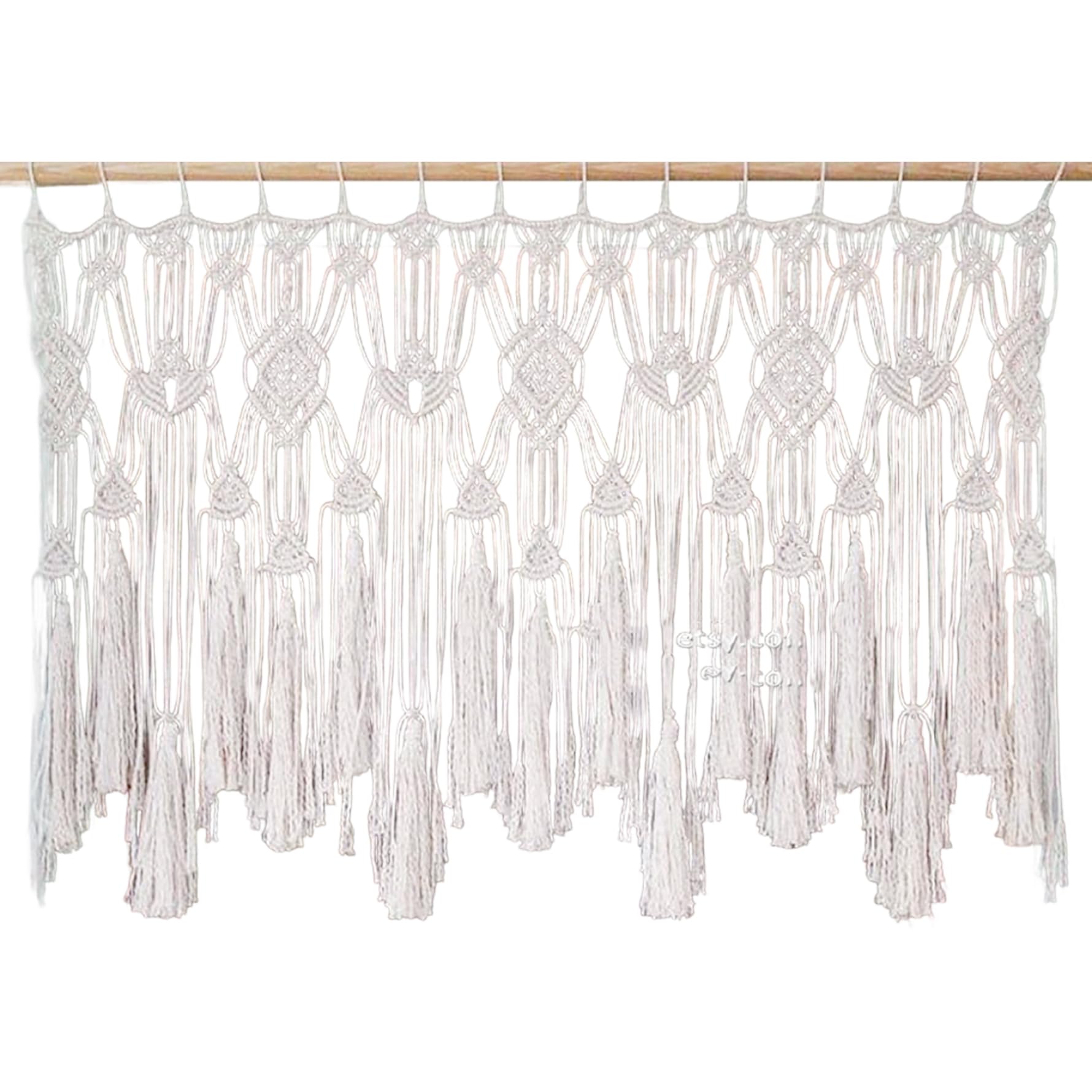 Cortinas de macramé para Ventanas, Cenefa de macramé Tejida con Cuerda de algodón, Cenefa Bohemia Corta para Colgar en la Pared para Puerta de balcón de Cocina, Dormitorio, 47x22 Pulgadas-