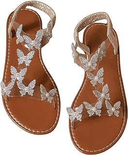 Women's Elegant Rhinestone Butterfly Transparent Elastic Strap Summer Fl...