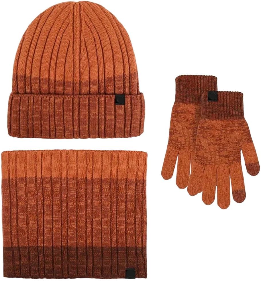 Unisex Knit Hat Neck Gaiter Gloves 3Pc Set Warm Winter Soft Cozy Men Women Daily Layers