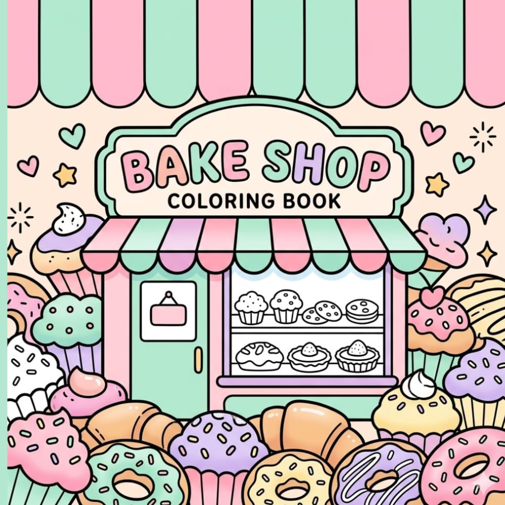 Bake Shop Coloring Book: Simple Sweets for Sweet Relaxation