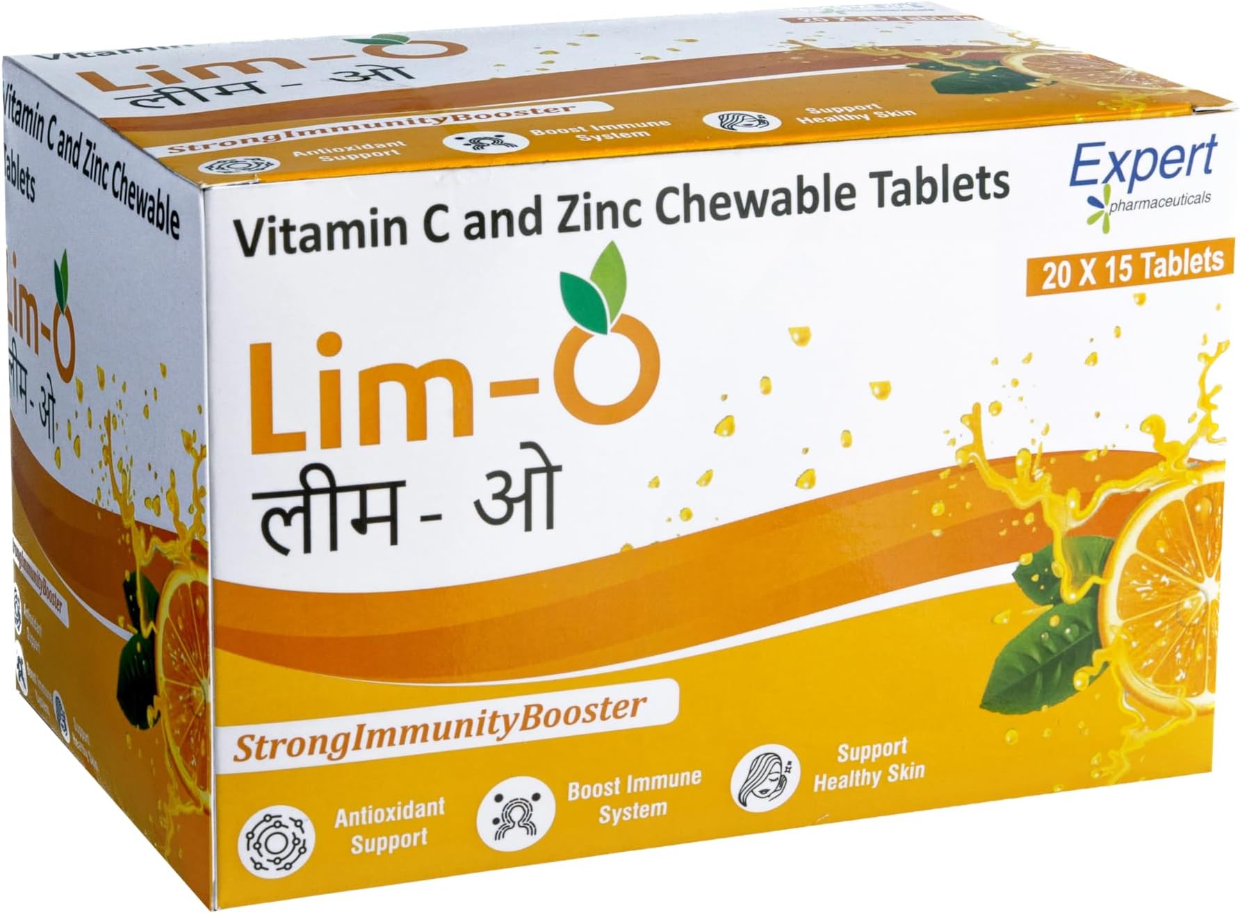 Vitamin C(500mg) & Zinc, Chewable Tablets for Immunity Skin – Vegan Formula For Men Women, Orange Flavour (75 Tablets)