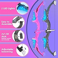 Vista 2 de Paquete de 2 Arcos y Flechas para Niños, 20 Flechas con Ventosa, 2 Objetivos de Tiro con Arco y Carcaj, Conjunto con Luces para Niños de 4-8 y 8-12