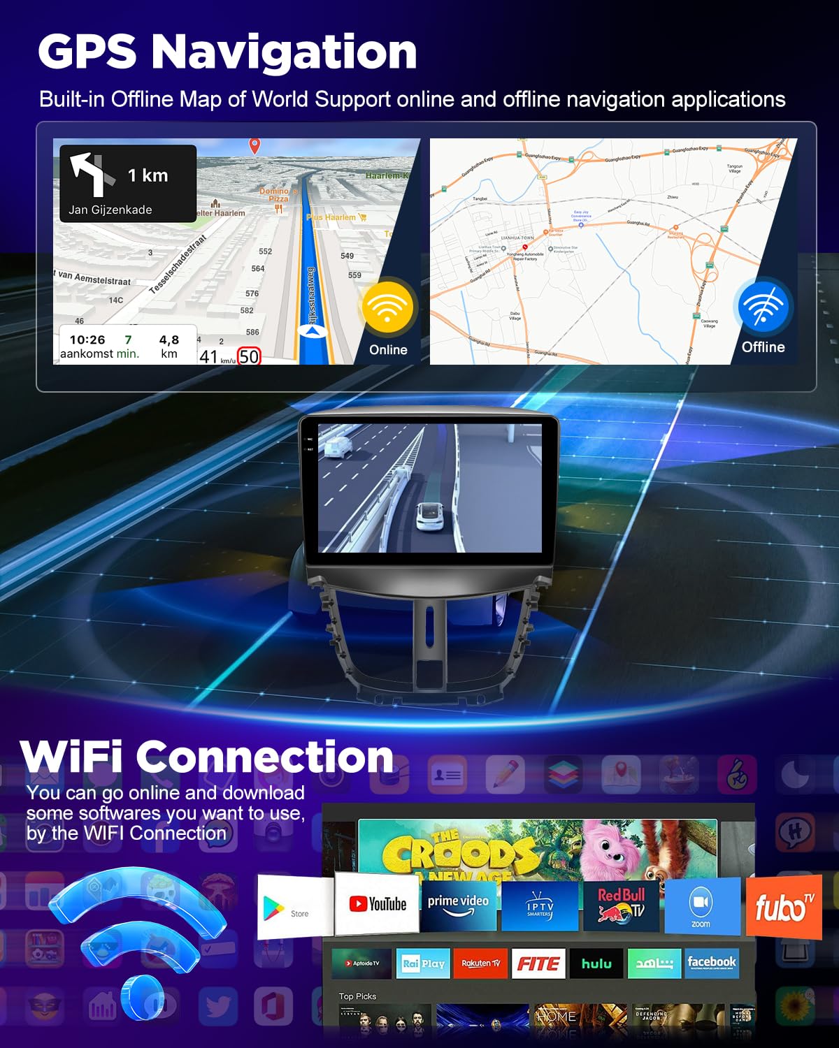 NHOPEEW 4+128G Android Autoradio per Peugeot 207 2006-2015 con Wireless Carplay e Android Auto - Schermo incell da 9 pollici Supporto WiFi GPS Comandi al volante + Telecamera di retromarcia, Canbus