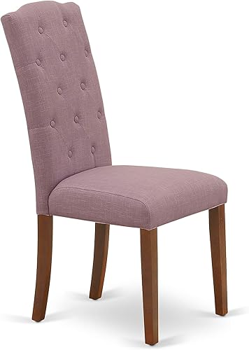 Miniatura 6 de East West Furniture ESCE3-MAH-10 - Juego de mesa de cocina de 3 piezas contiene una mesa de comedor redonda con pedestal y 2 sillas de comedor