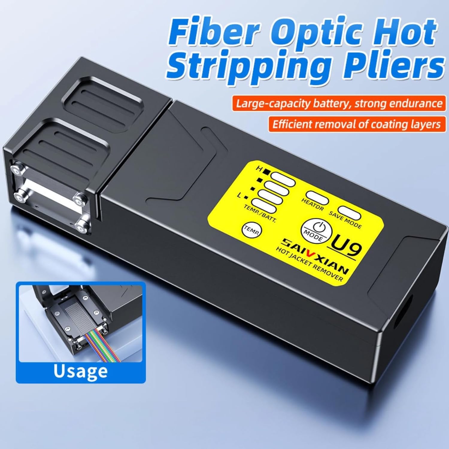 Fiber Optic Thermal Stripper Rechargeable Auto Heating Stripping Tool for Bundle Bare Ribbon Non Visible Optical Fibers (Wisoqu9nmtg1zy30-11)