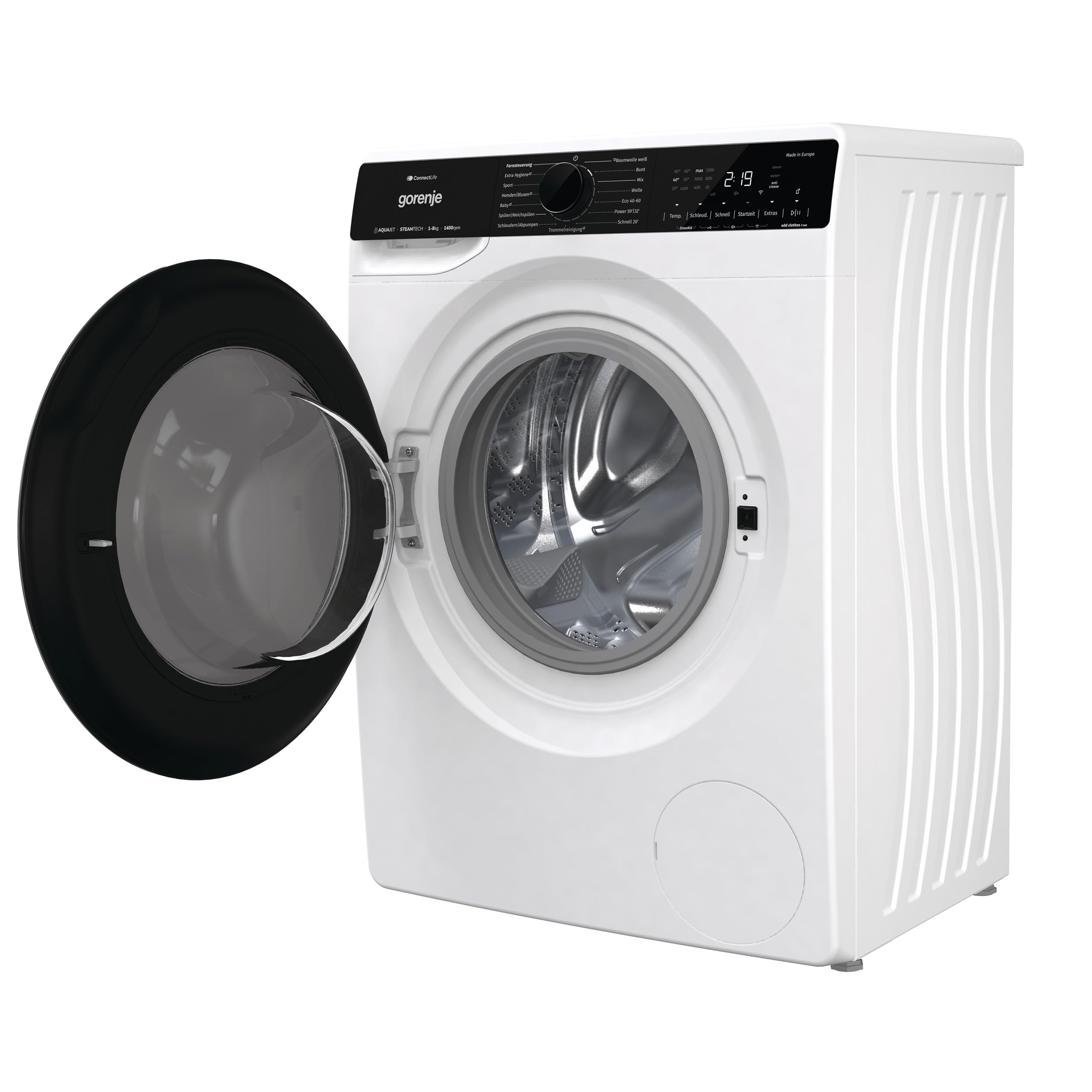 Gorenje WPNA 84 SATSWIFI Waschmaschine mit Dampffunktion / 8 kg / 1400 U/Slim Line/ConnectLife WiFi/Total AuaStop/Inverter PowerDrive Motor/Edelstahltrommel/Kindersicherung/EEK A