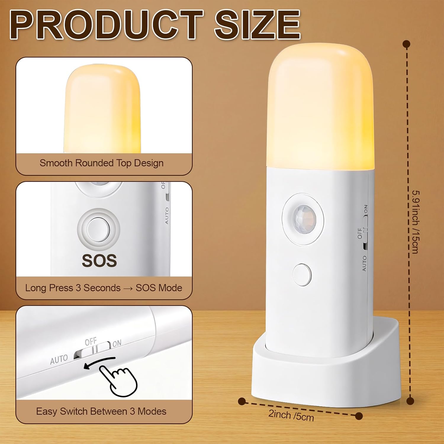 4 Pack Motion Sensor Night Lights, 2000mah Battery Operated Rechargeable image 2