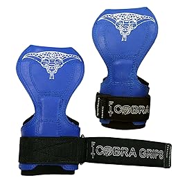 Cobra Grips PRO Weight Lifting Gloves Heavy Duty Straps Alternative Power Lifting Hooks Best for Deadlifts Adjustable Neoprene Padded Wrist Wraps Support Bodybuilding (FIT Blue Rubber)