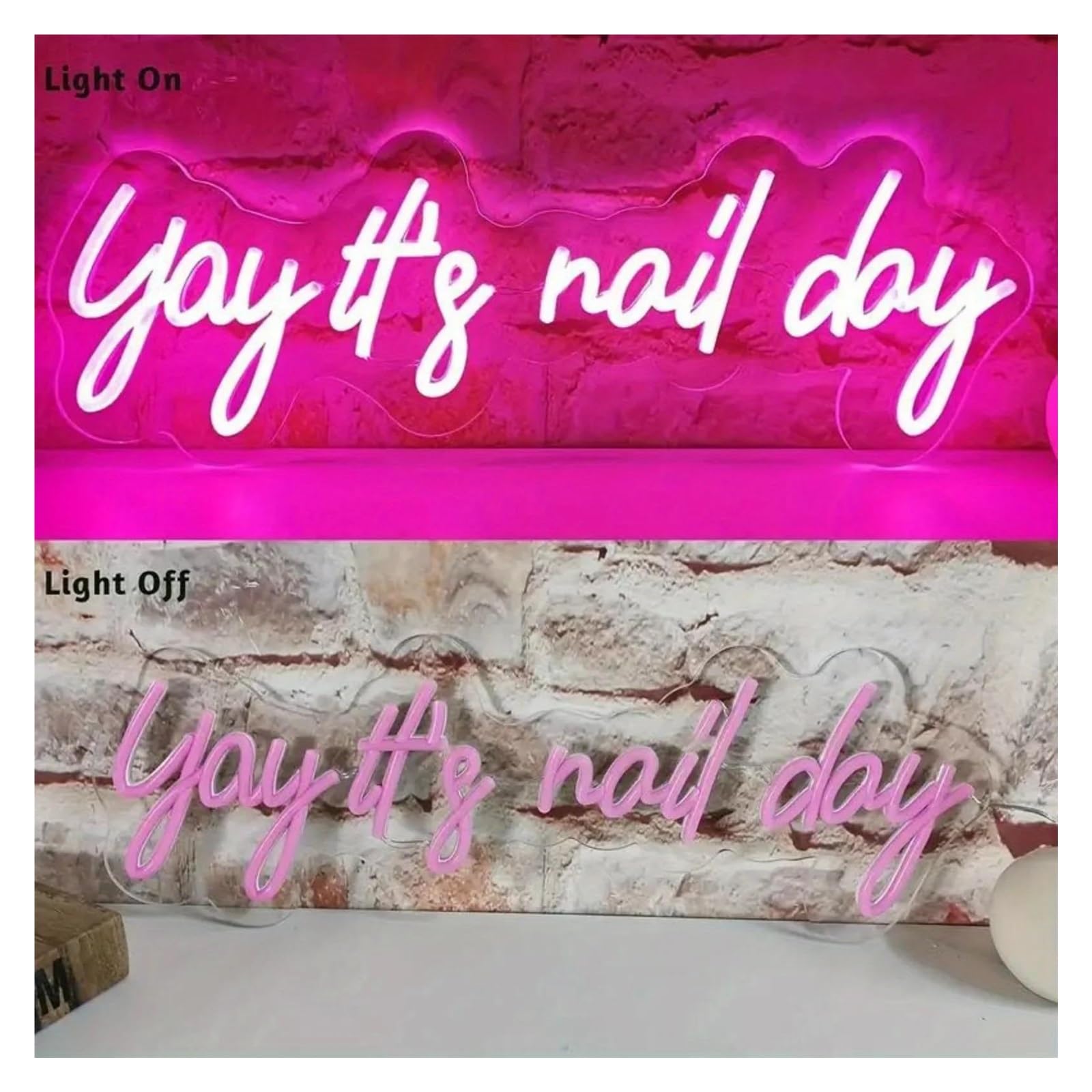 Scritta luminosa Decorazione Da Parete Neon Yay It's Nail Day, Decorazione Per Nail Art Rosa Da Salone, Accessori Neon Per Ragazze 50.8x17.7cm