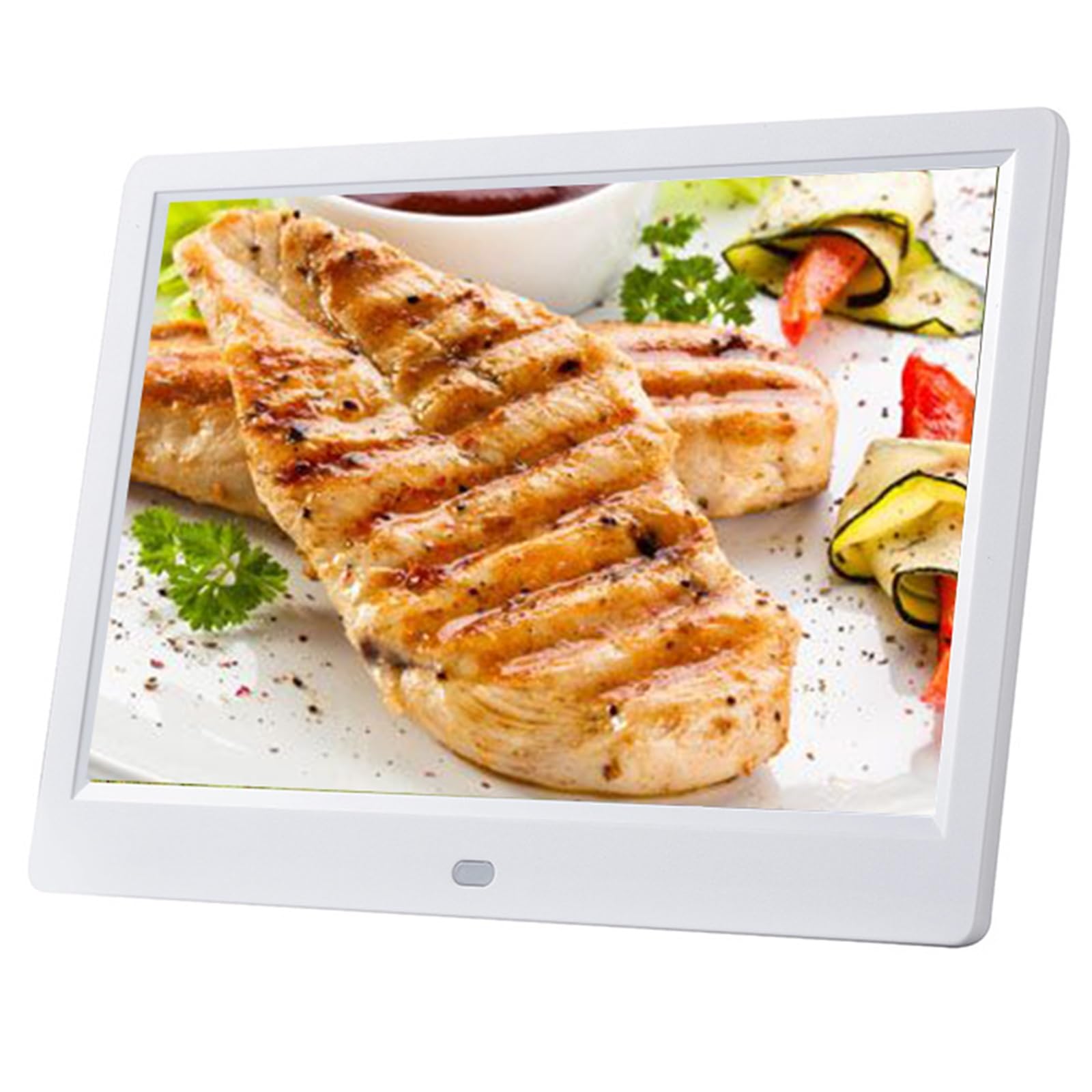 MYUYEE 10.1-Inch Full-View Ips Digital Photo Frame - Wall-Mounted Advertising Display High-Definition Photo Album Player (White)