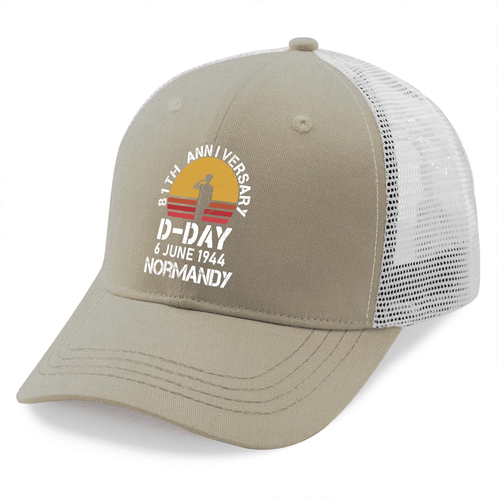 1944 D-Day 2025 81th Anniversary Normandy Hats Cycling Caps for Dad Apricot