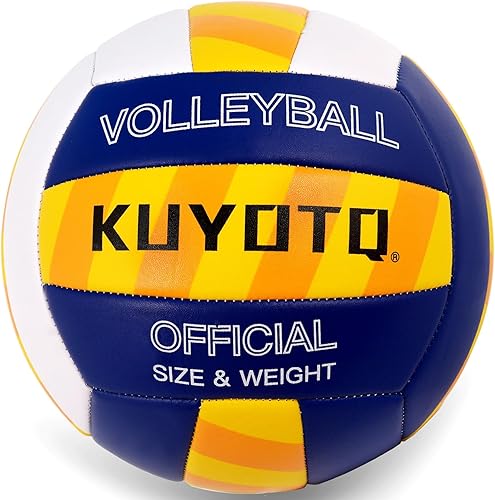 KUYOTQ Tamaño oficial de 5 pulgadas y voleibol de playa al aire libre, superficie gruesa de 0.118 pulgadas, piel suave, para jóvenes, mujeres,