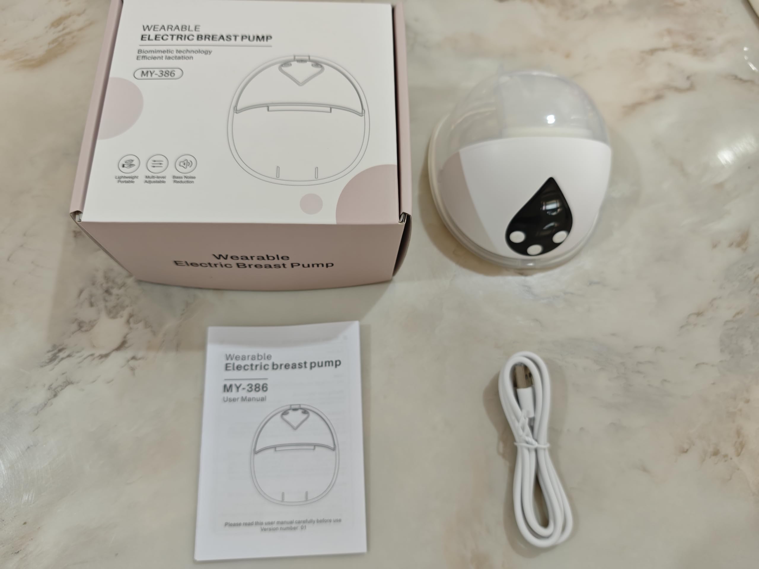 Tiralatte elettrico portatile a mani libere, 4 modalità e 12 livelli (48 impostazioni), senza BPA, ricaricabile, con flangia da 18/21/24 mm e accessori, per casa e in viaggio, blu (1 confezione)