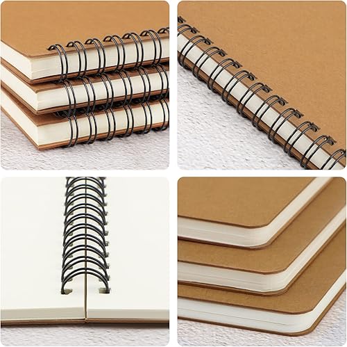 Miniatura 4 de EUSOAR - Cuaderno en espiral de tapa dura, tamaño A5, paquete de 3 cuadernos de 5.5 x 8.3 pulgadas, cuaderno de bocetos en espiral de papel de