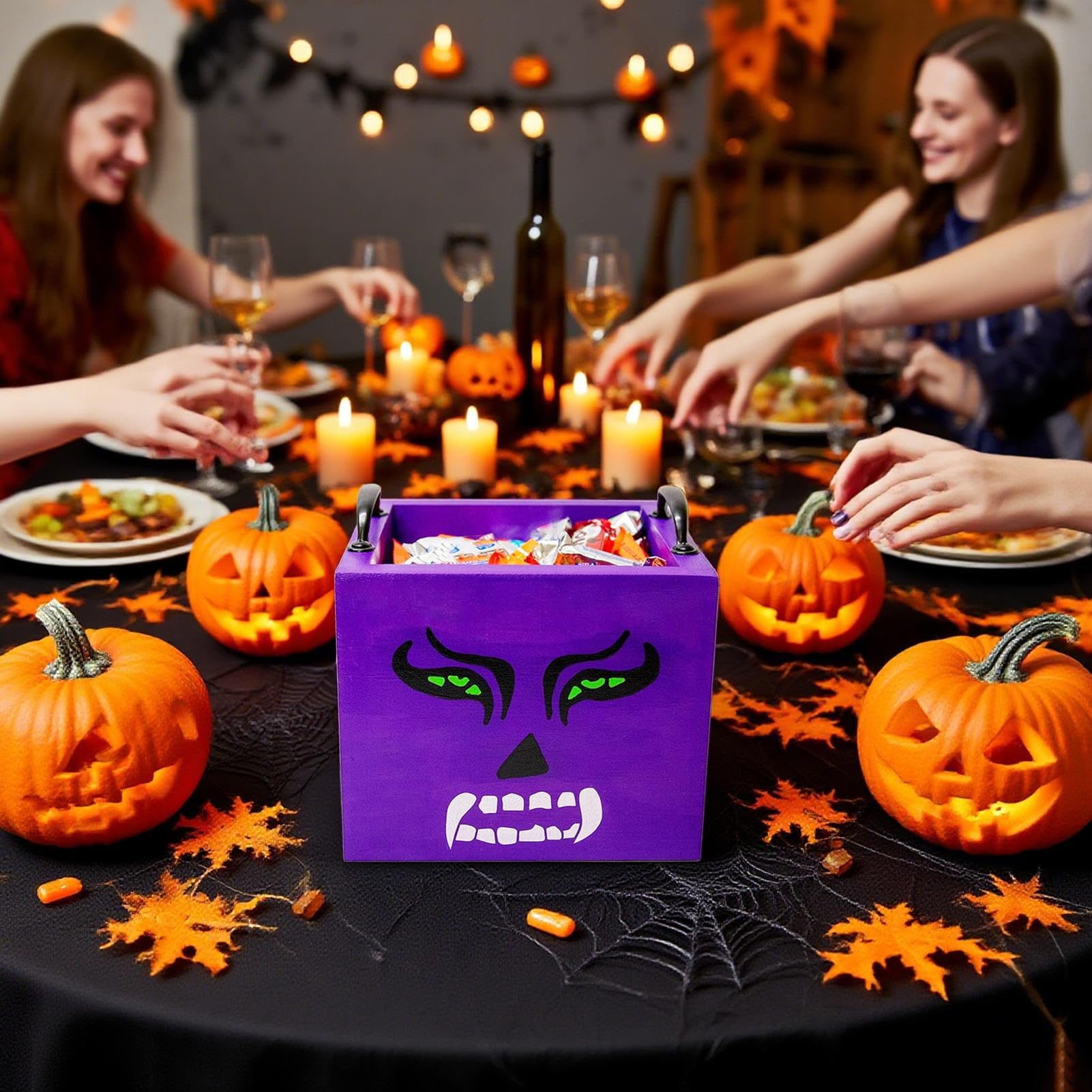 Pudełka Na Halloween Na Słodkości Kwadratowe Drewniane Pojemniki Na