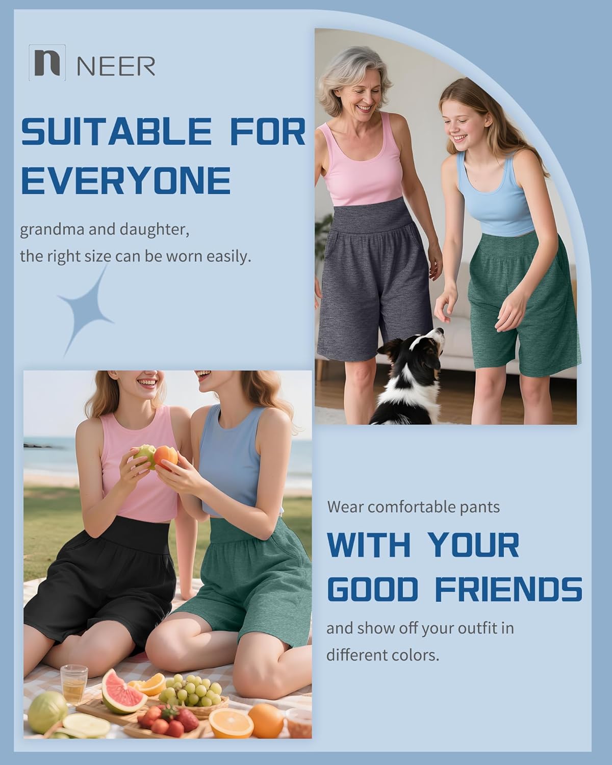 Neer 3 Pack Women's Bermuda Shorts, High Waist Basic Stretch Casual Bottoms Knee Length Summer Athletic Short with Pockets - Image 7