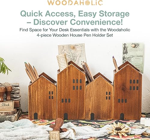 Miniatura 2 de 4 organizadores de escritorio de estudio de madera para niños, caja de almacenamiento de decoración de mesa de estilo granja caprichosa para