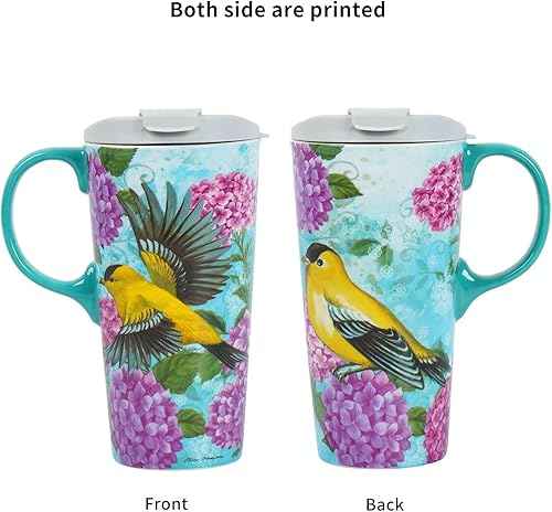 Miniatura 5 de TZSSP Taza de cerámica Café Porcelana Latte Taza de té 17oz. Pájaro colibrí