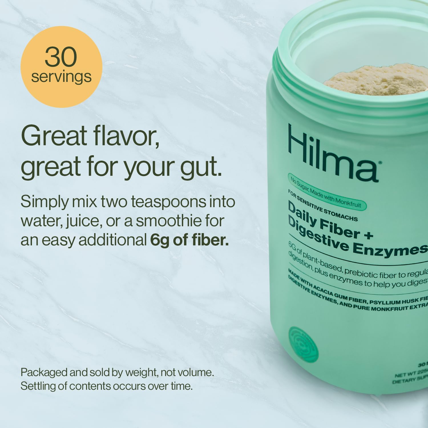 Hilma Daily Fiber and Digestive Enzymes Powder, Vegan, 30 Servings — Amazon image 4
