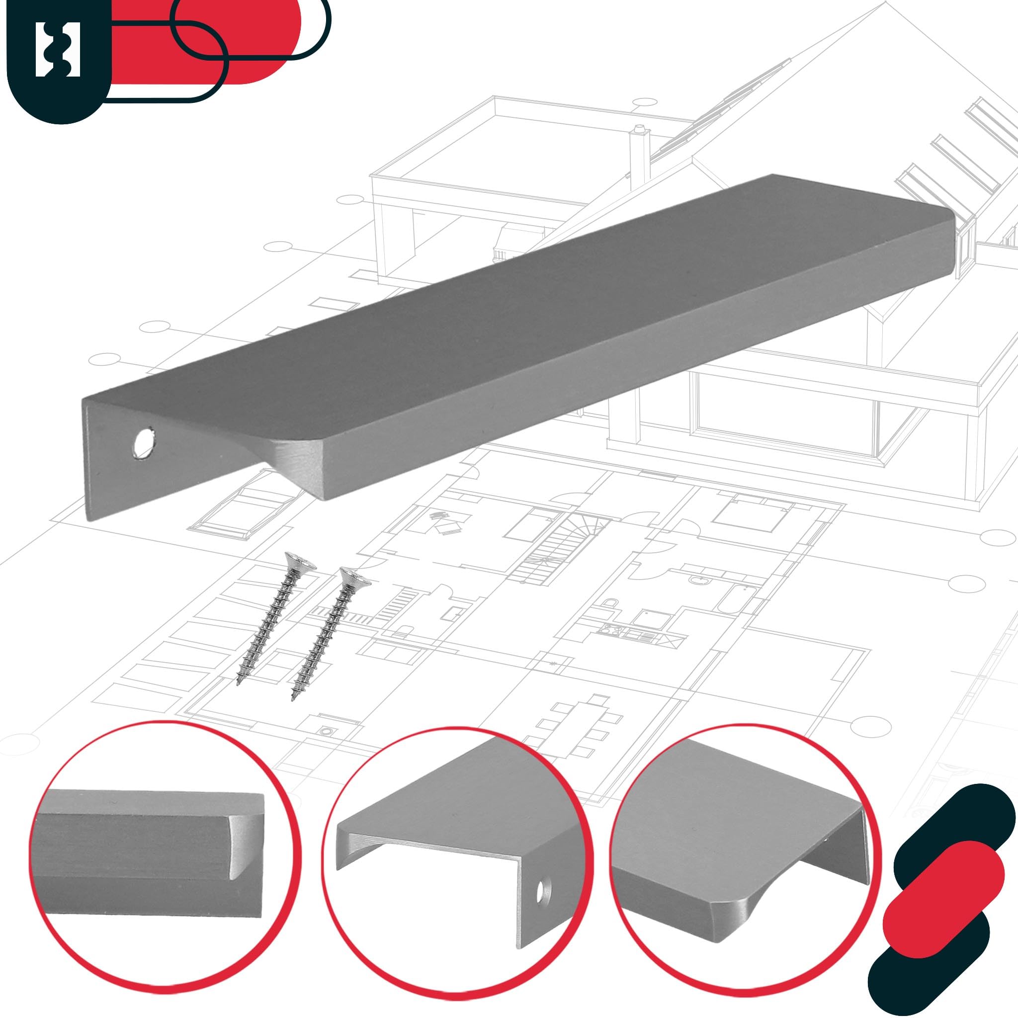 KOTARBAU® Tirador para muebles (148 mm), color plateado mate