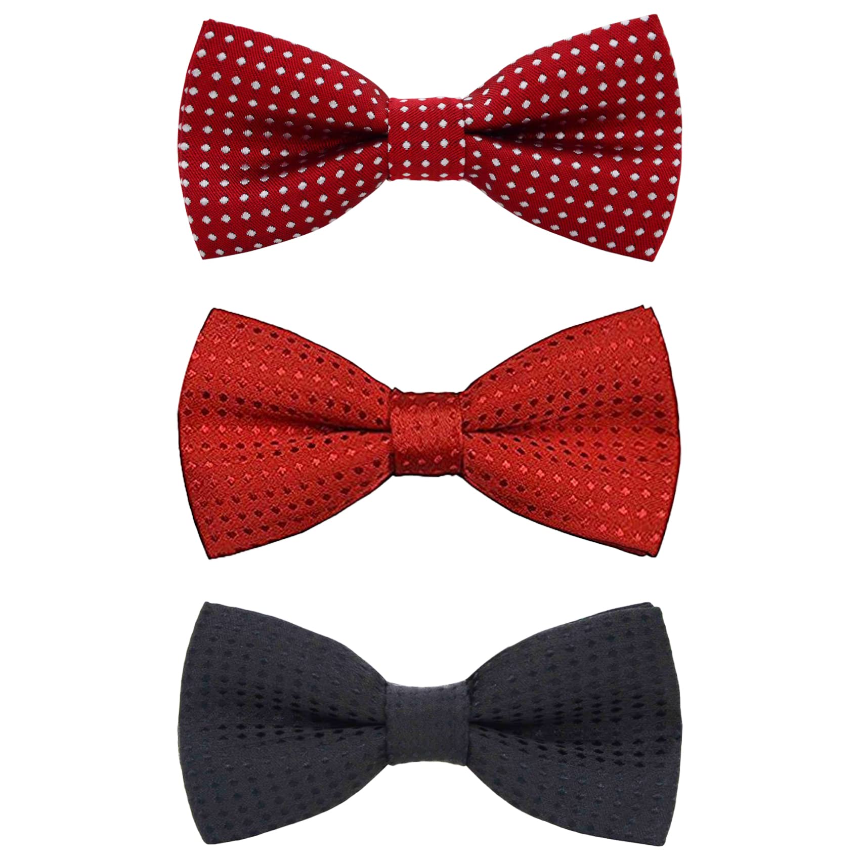 Puppy & Kitten Collar Bow Tie, Small Cat & Dogs Neck Bowtie Adjustable for Wedding Birthday D-D-T-1 (3 Pairs - Burgundy, Red, Black)