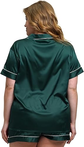 Miniatura 3 de Pajama Set for Women - Silk Satin Womens Pajamas Set - Button Down - Bridesmaids Pajamas - Satin Women PJ Set Top & Shorts