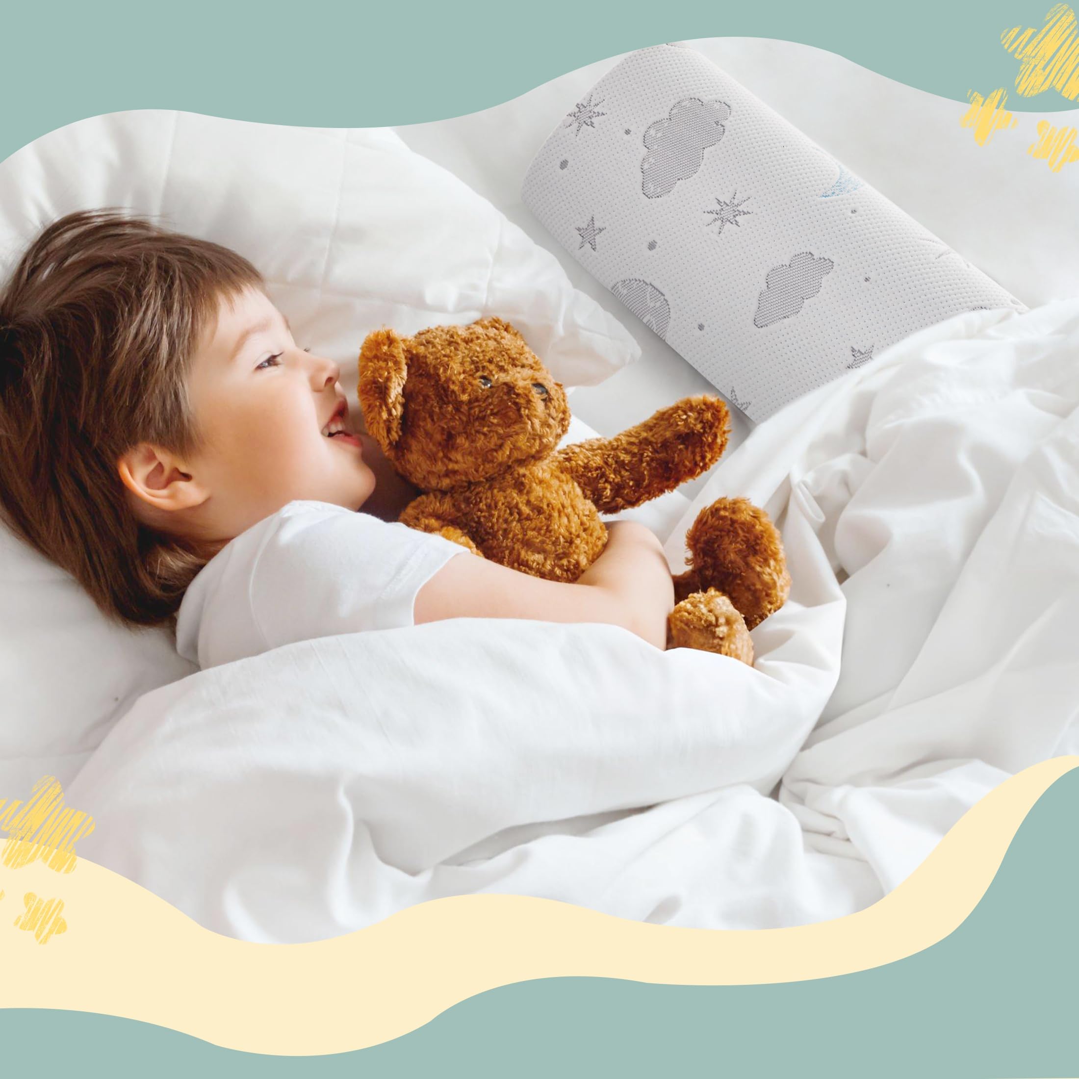 Barrière de Lit pour Enfants - Garde-Corps en Mousse Unique en Forme de Semi-Larme avec Grip Antidérapant, Housse Respirante, Imperméable & Lavable, Gain de Place, pour Enfants et Seniors