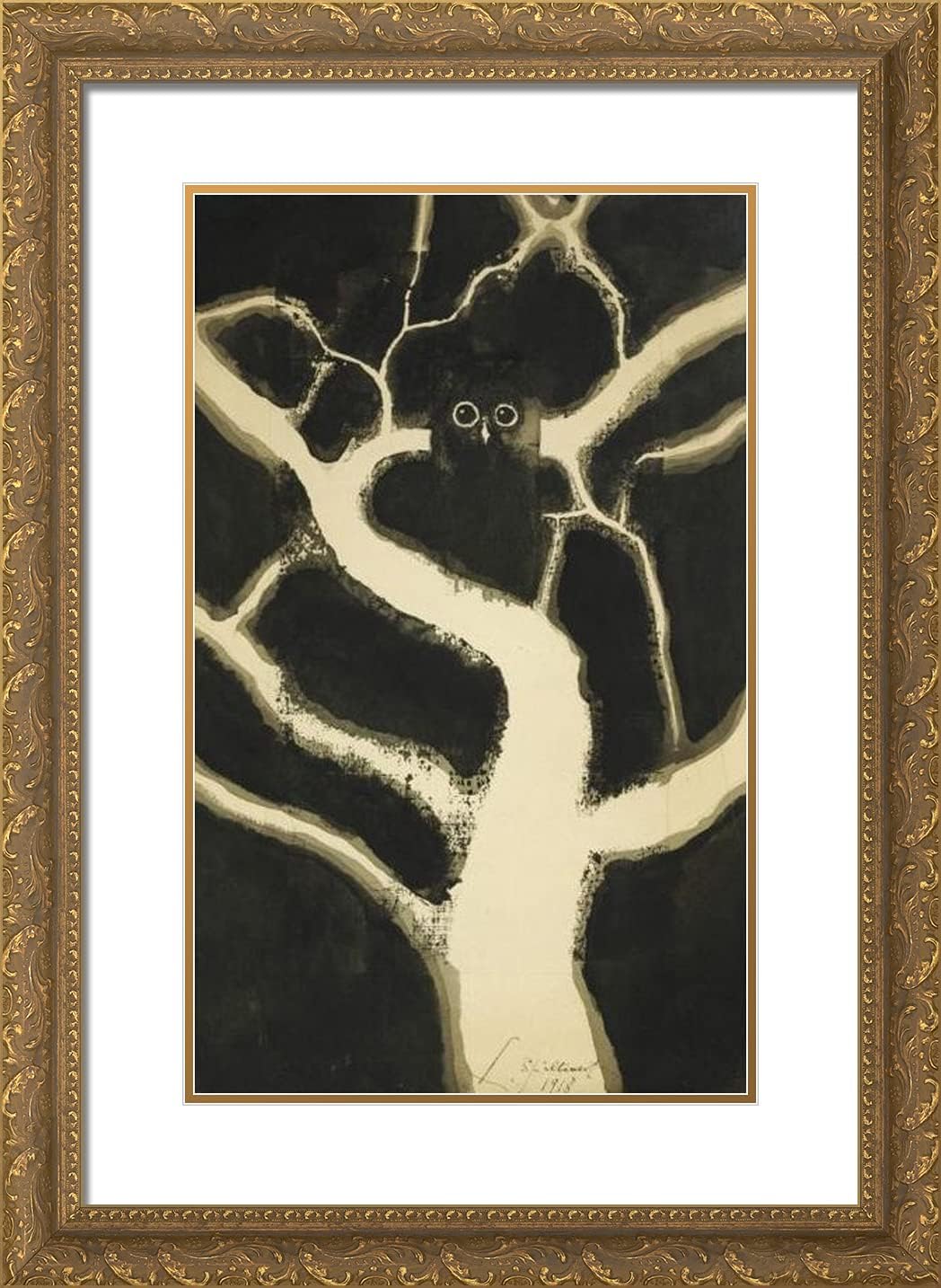 ArtDirect Spilliaert, Leon 18x24 Gold Ornate Framed Art Print with Double Matting Titled: Hibou