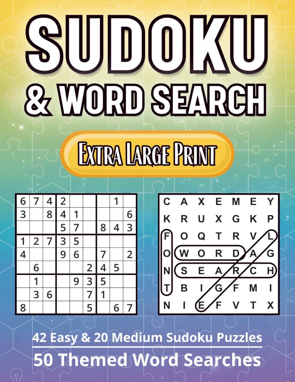 Extra Large Print Sudoku & Word Search Activity Book: Jumbo Print Puzzles for Adults & Seniors | Beginner-Friendly, Easy to Medium Difficulty | Games with Big Letters (30 Pt Font Size)
