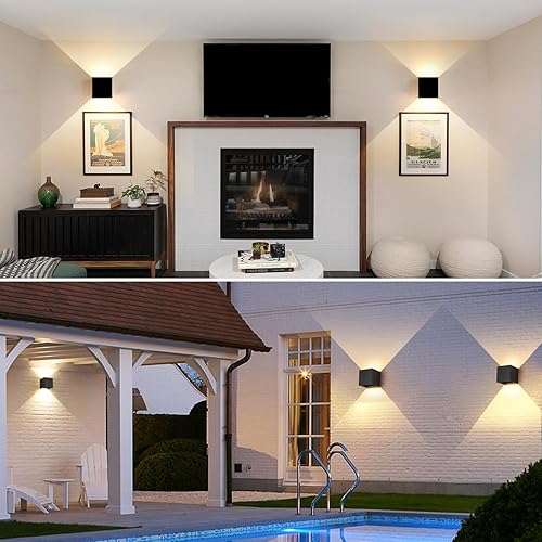 Miniatura 18 de Paquete de 4 lámparas de pared para exteriores de 12 W, para exteriores e interiores, apliques de pared LED negros modernos, IP65, impermeables, Luz